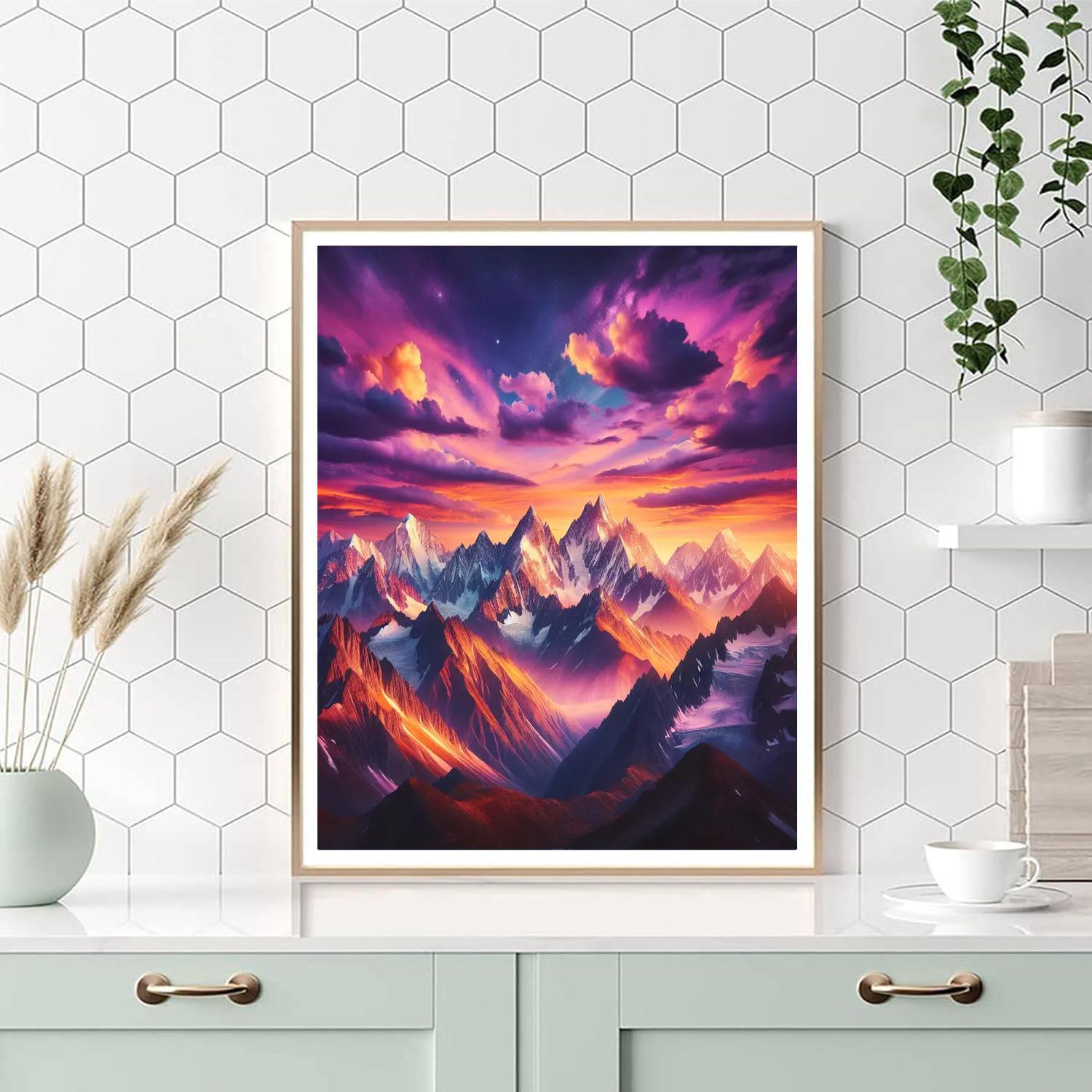 Majestic Mountain Sunset Painting Number Kit
