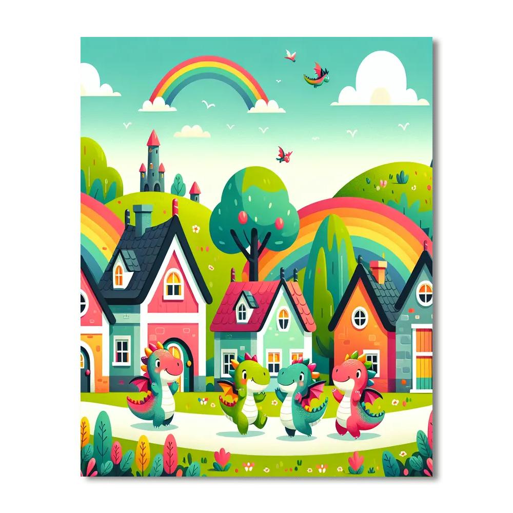 Charming Dragon Village Numbered Painting Kits