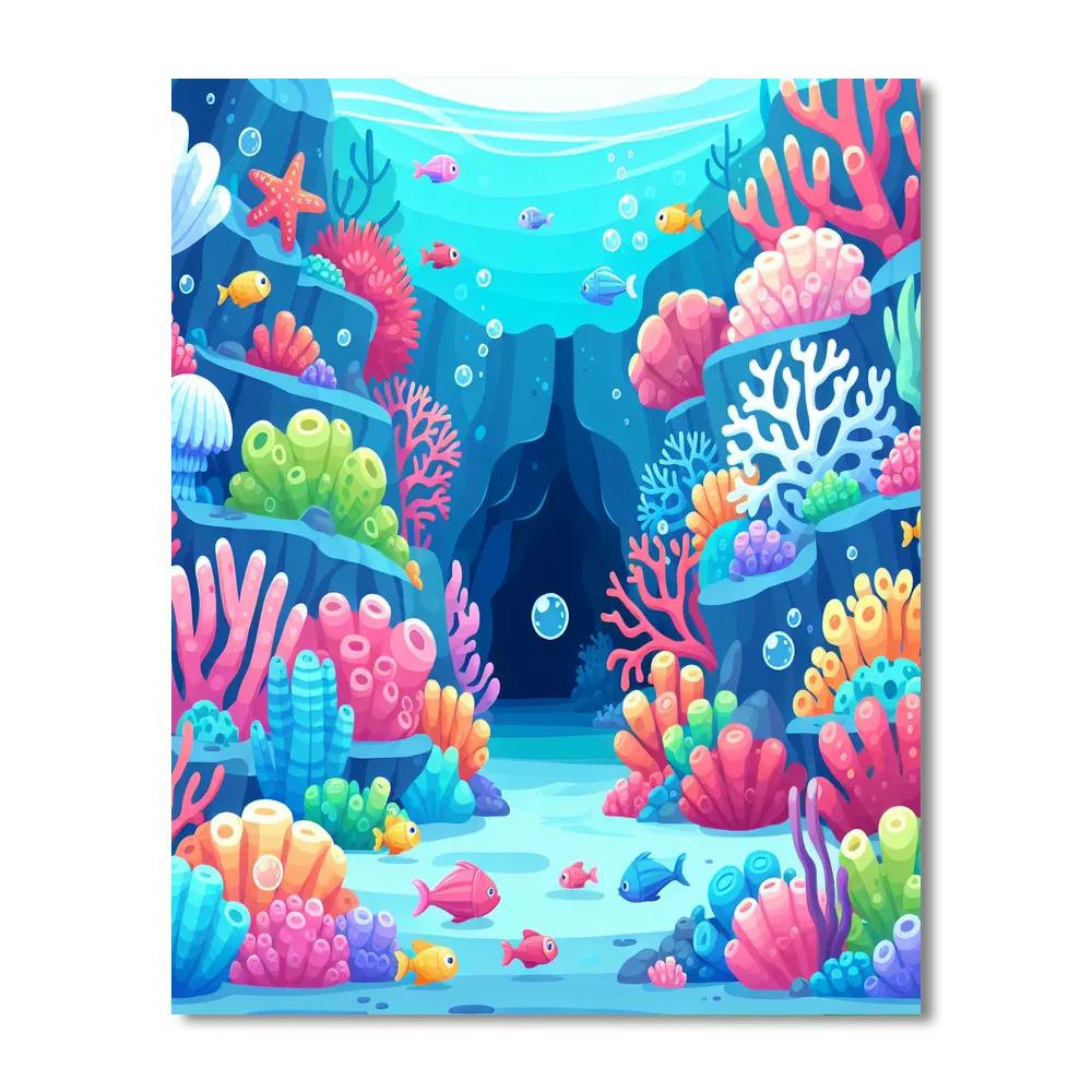 Curious Coral Cavern Number Painting