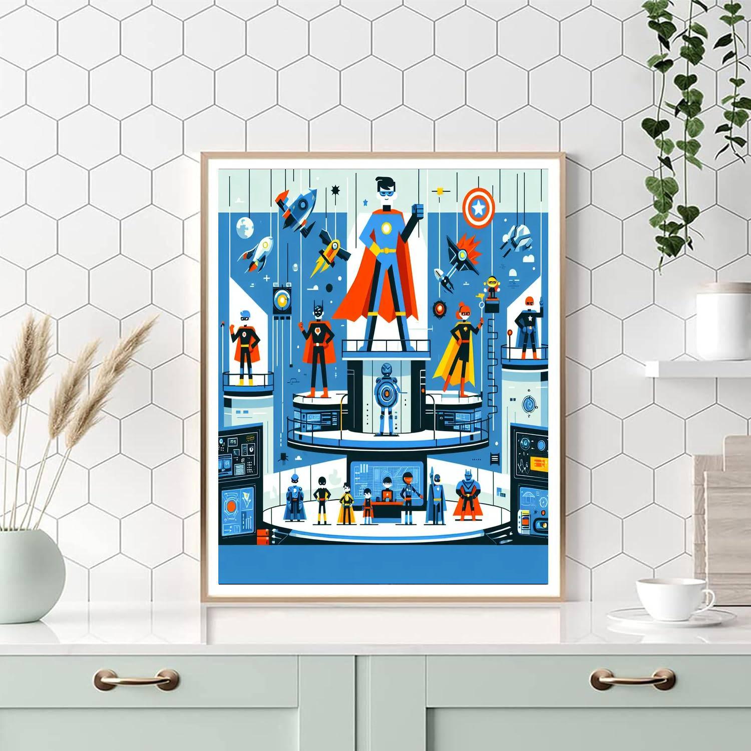 Superheroes' Headquarters Numbered Painting Kits