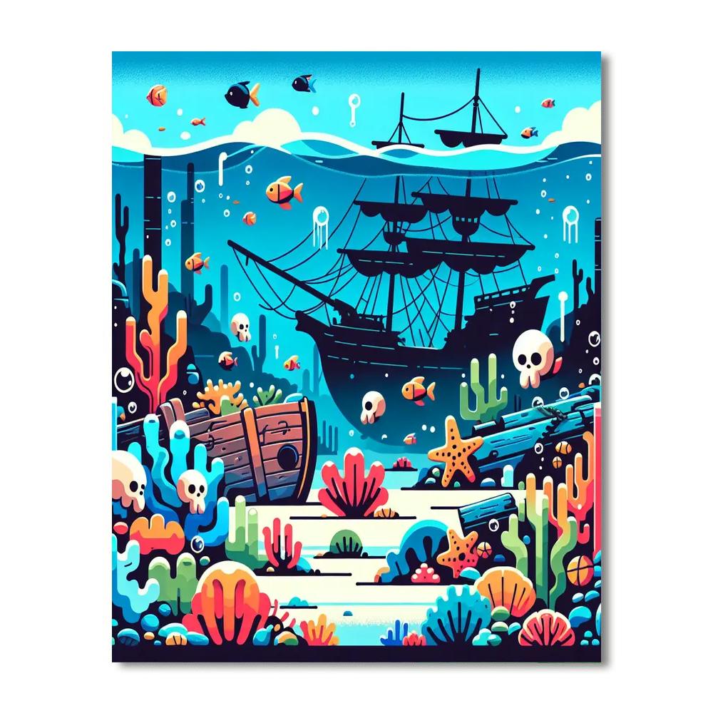 Underwater Pirate's Treasure Numbered Painting Kits