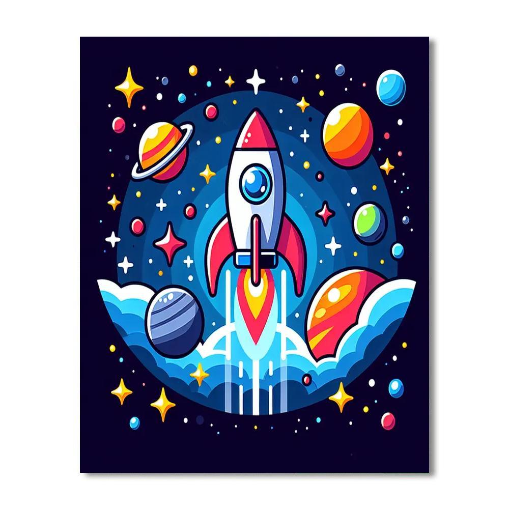 Space Rocket Journey Painting By Numbers Kit