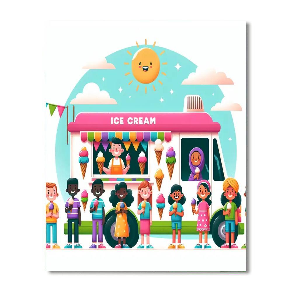 Charming Ice Cream Truck Paint By Numbers Art