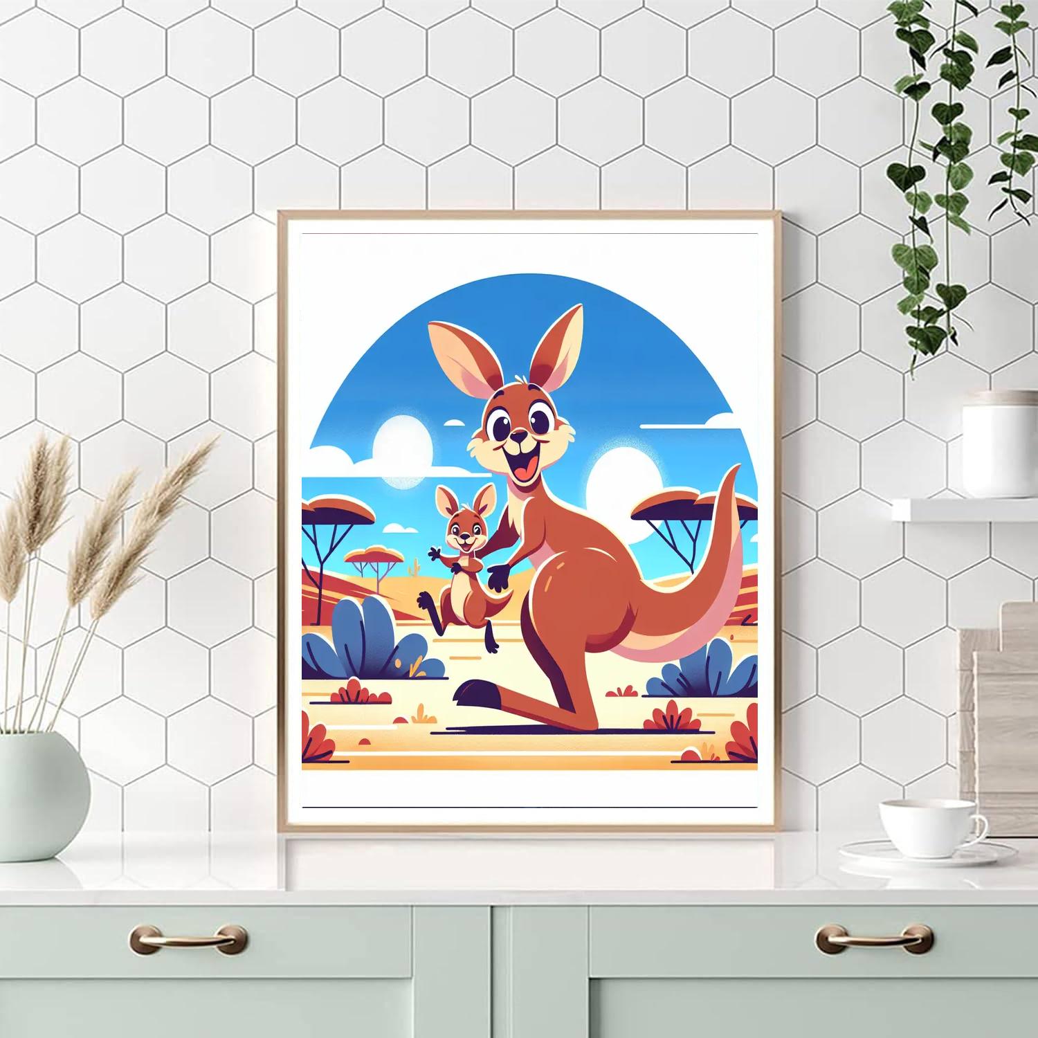 Joyful Kangaroo Adventure Painting Number Kit