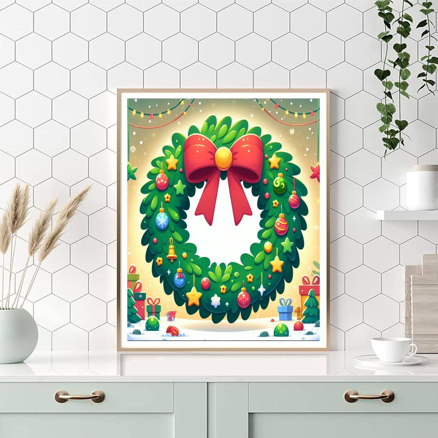 Festive Holiday Wreath Paint By Numbers Art