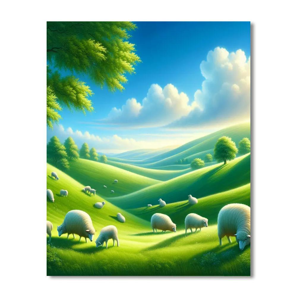 Serene Pastoral Landscape Painting By Numbers Kit