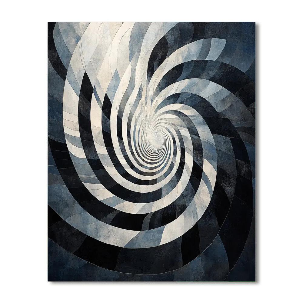 M.C. Escher Inspired Monochrome Vortex  Numbered Painting Kits