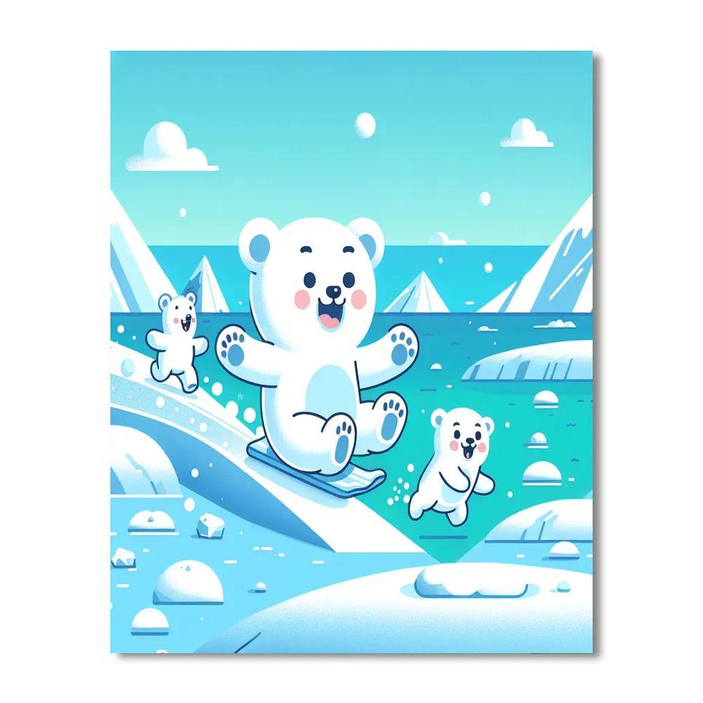 Playful Polar Bear Playground Painting Number Kit