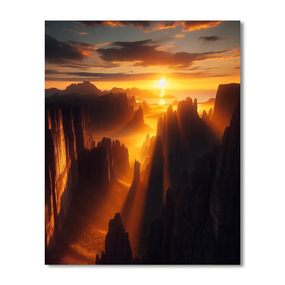 Radiant Sunrise Over Cliffs Paint By Numbers Kits
