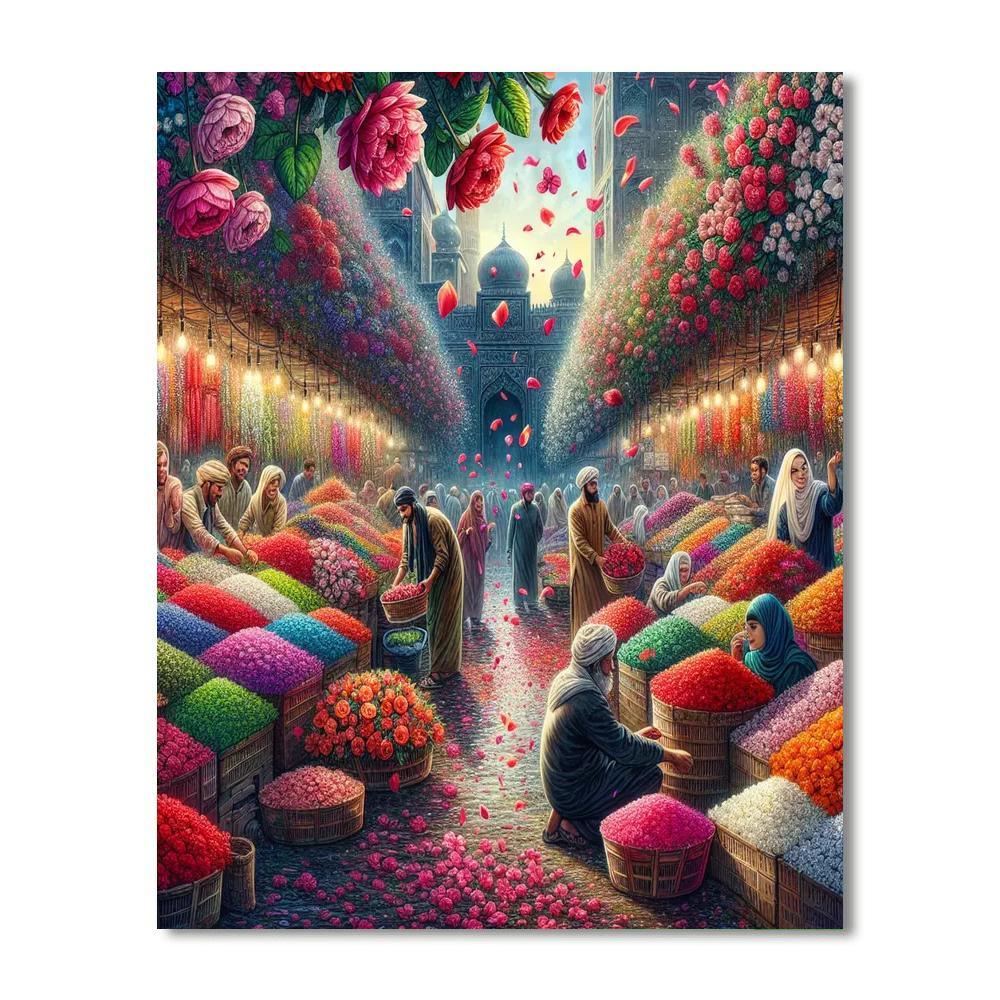 Vivid Flower Market Bazaar Paint By Numbers Kits
