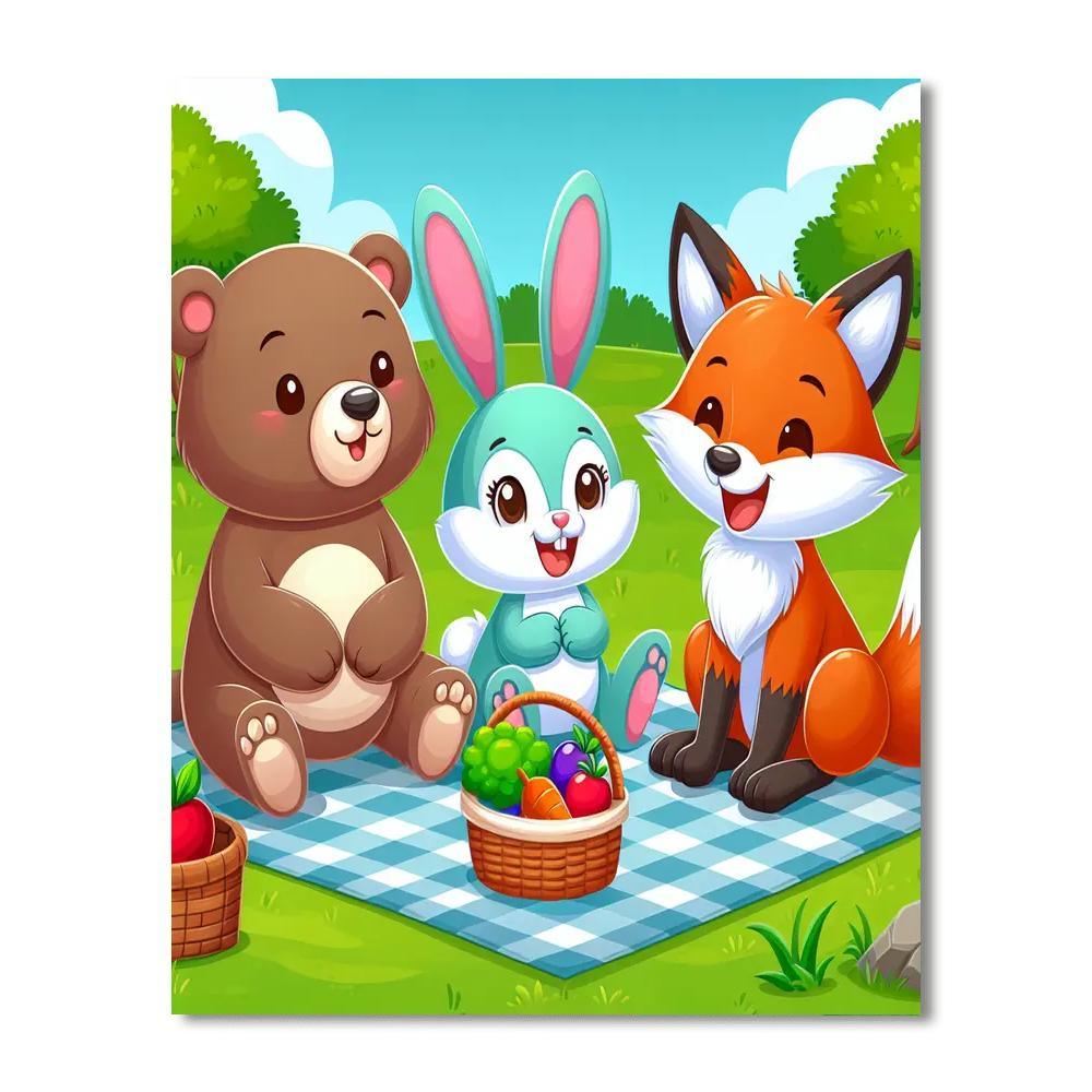Joyful Animals Picnic Painting By Numbers Kit