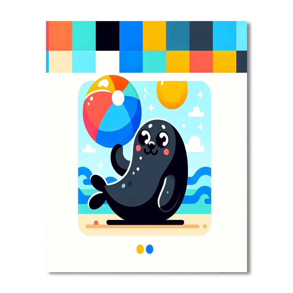 Giggles The Seal Number Painting