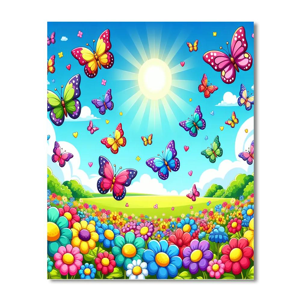 Charming Butterfly Chase Paint By Numbers Art