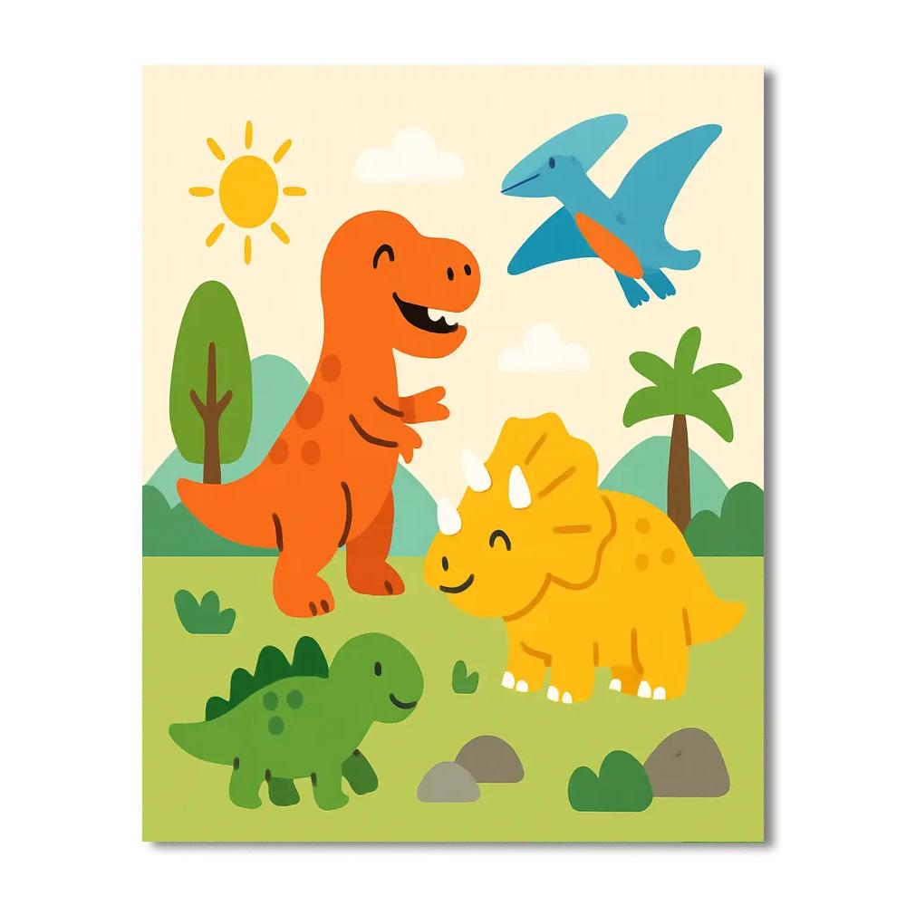 Time Traveling Dinosaurs Painting By Numbers Kit