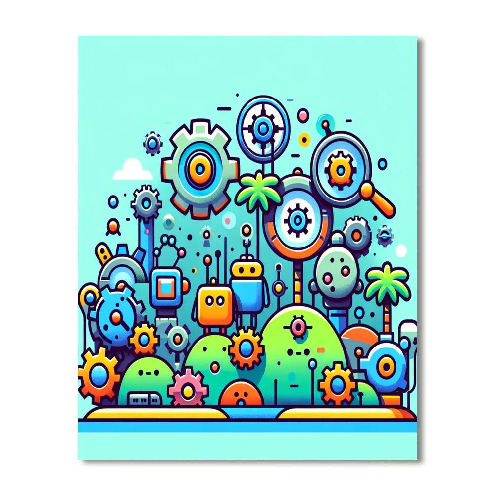 Robot Island Paint By Numbers Art