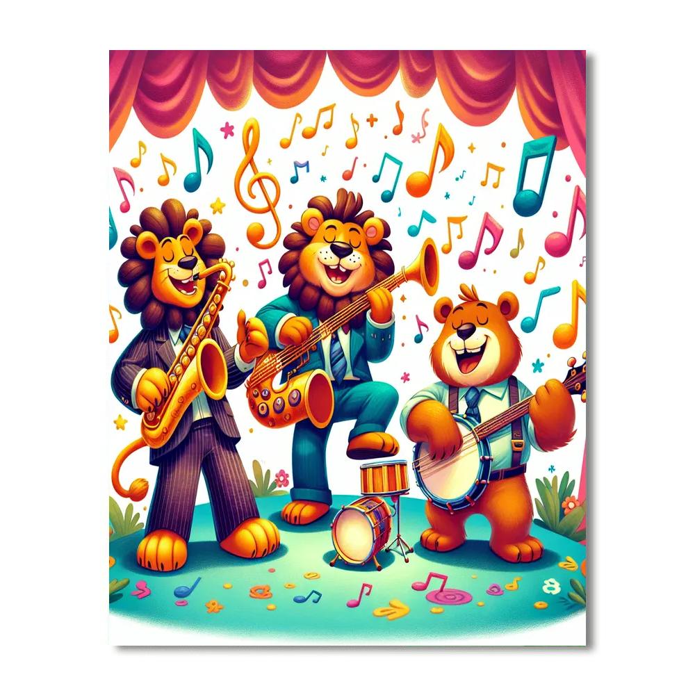 Colorful Animal Orchestra Paint By Numbers Art