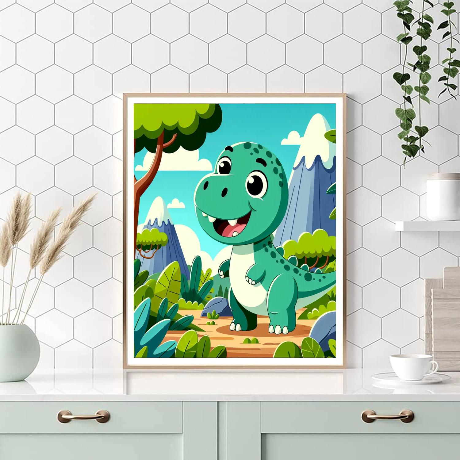Funny Dinosaur Adventure Number Painting