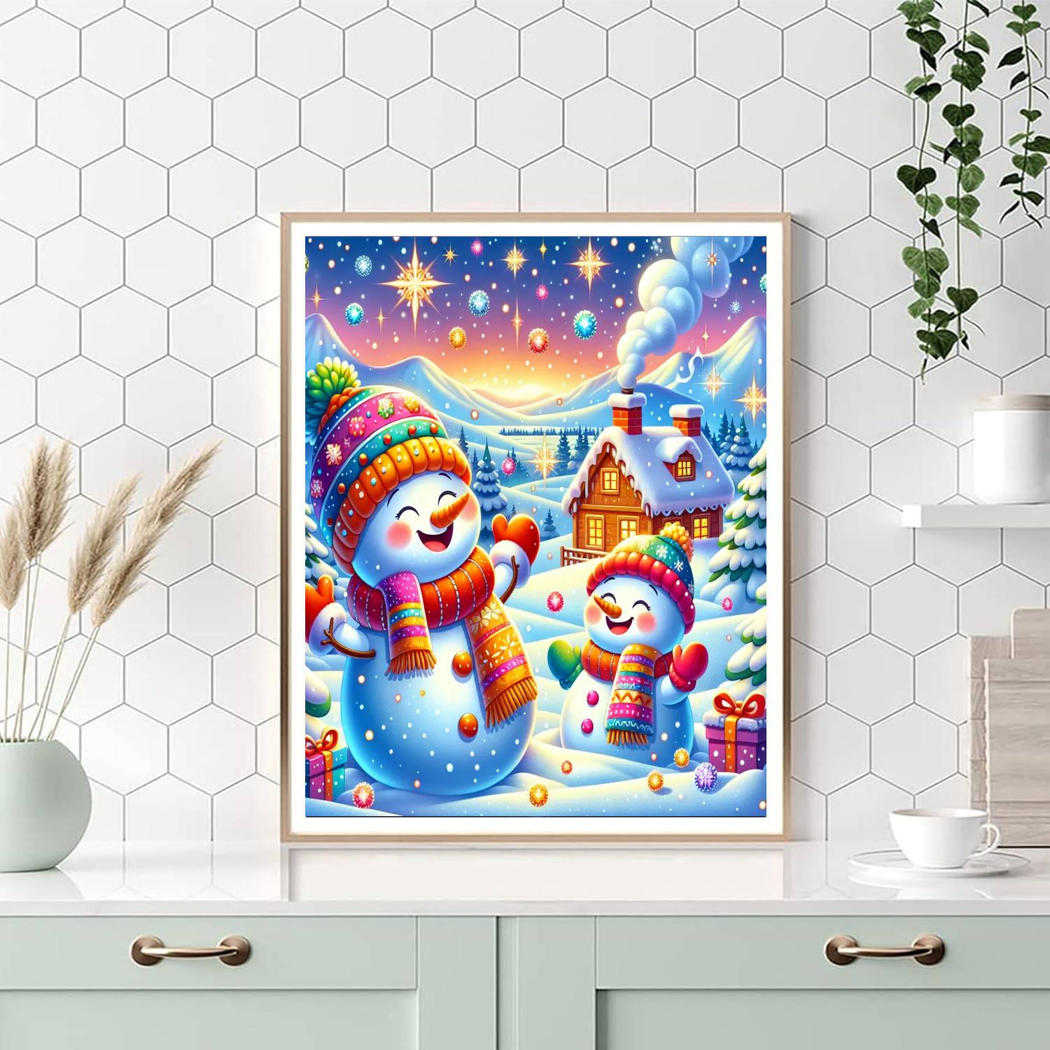 Sparkling Snowy Scene Paint By Numbers Art