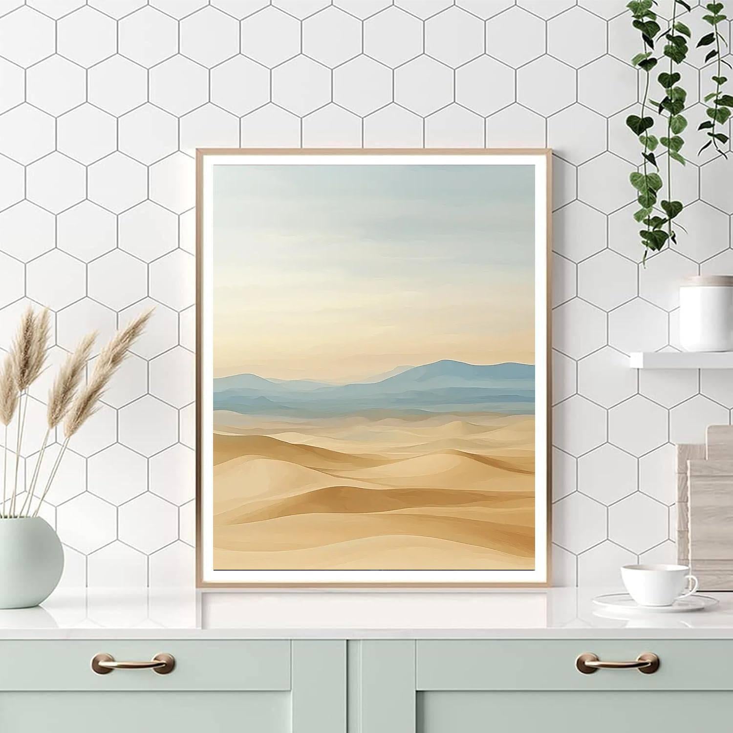 Zhao Mengfu Inspired Stillness Of The Desert Sands  Paint By Color