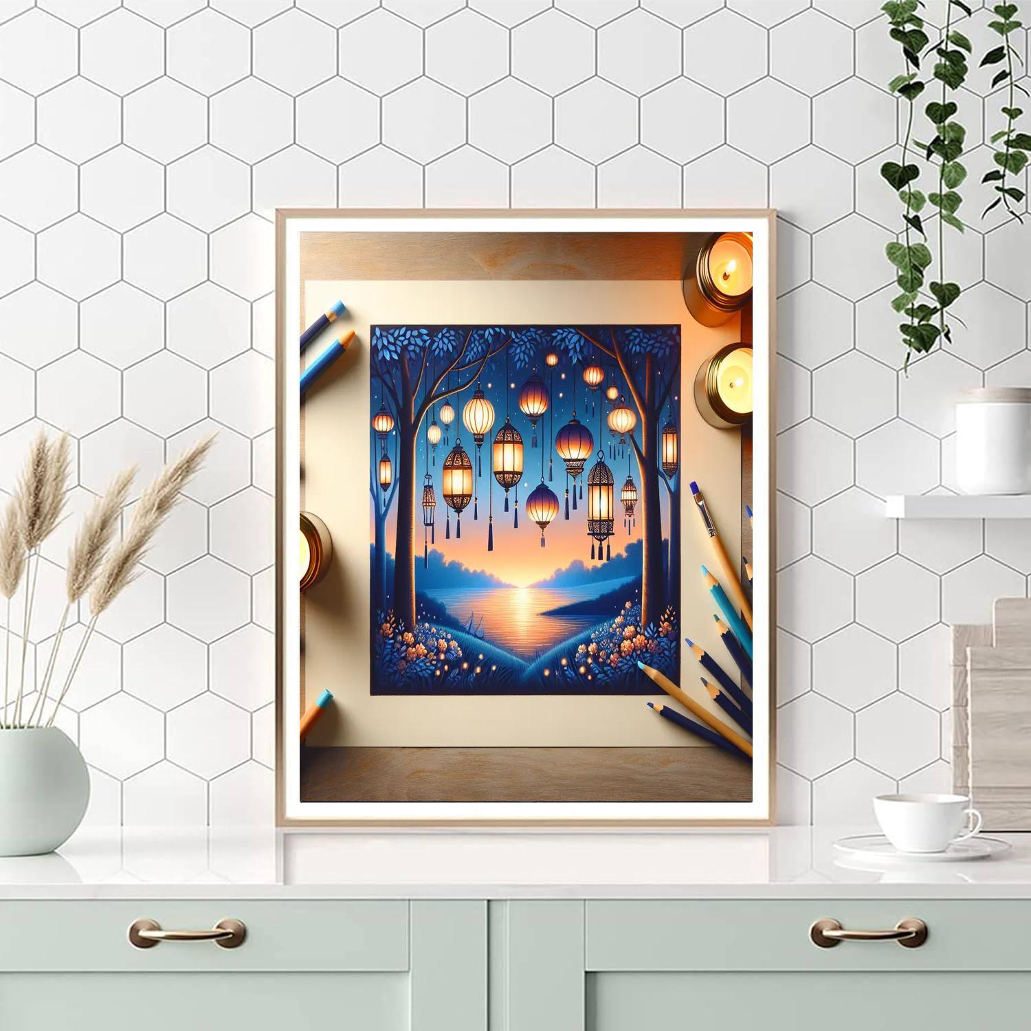 Glowing Lanterns At Dusk Paint By Numbers Kits