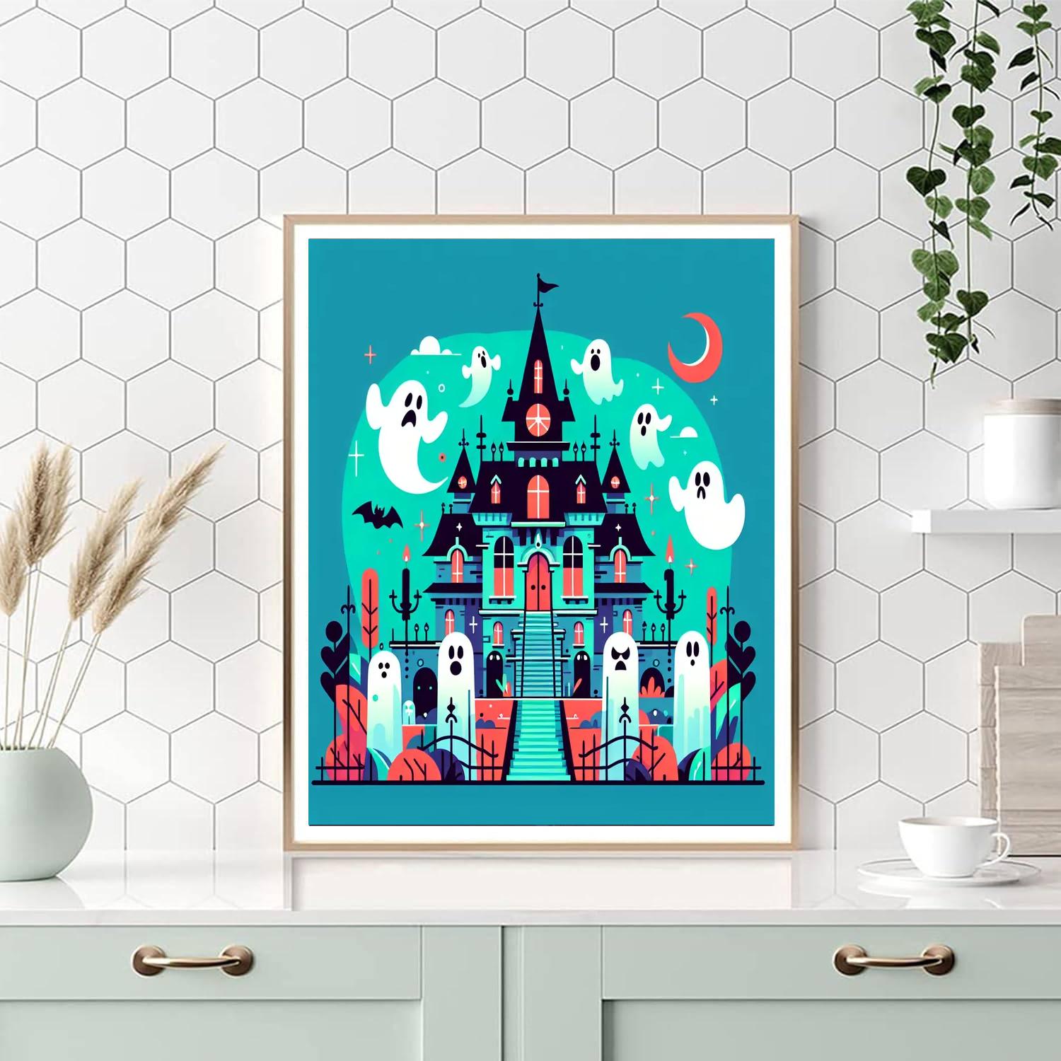 Spooky Mansion Paint By Numbers Art