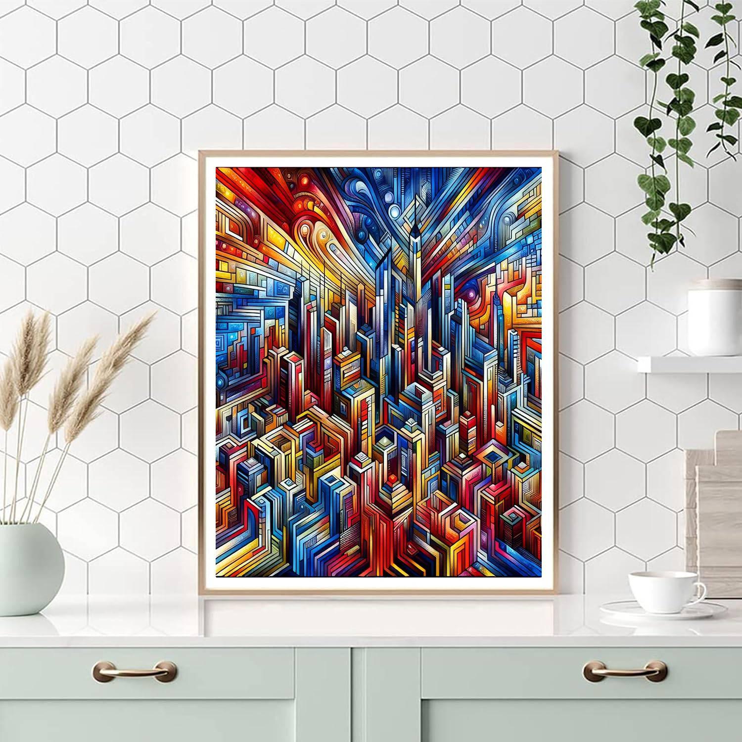 Dynamic Cityscape Illusion Numbered Painting Kits