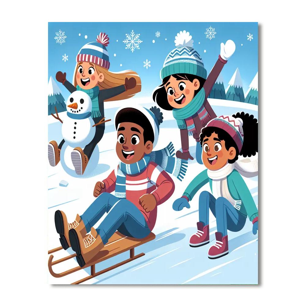 Winter Festivities In Snowland Painting By Numbers Kit