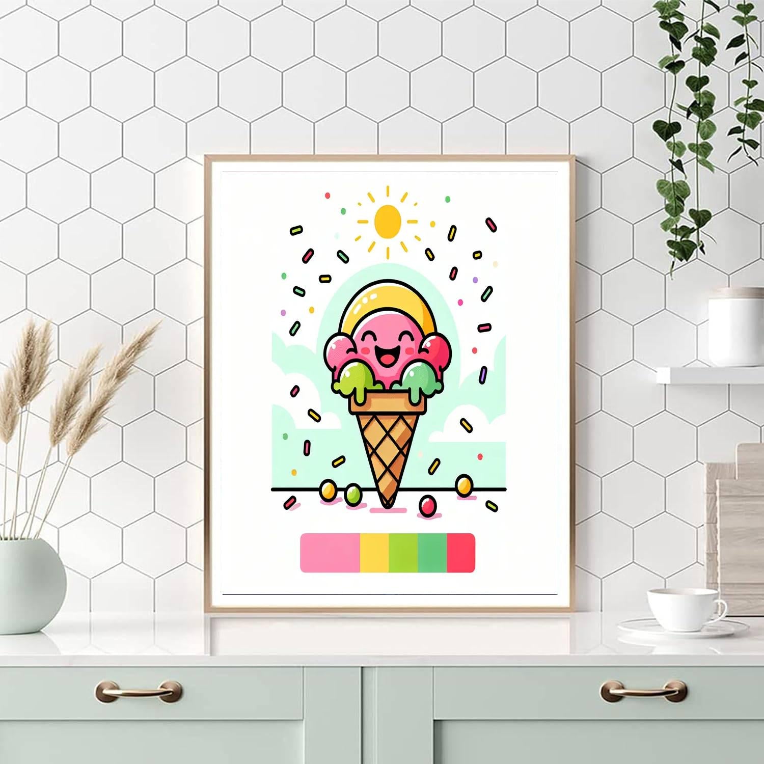 Happy Ice Cream Cone Painting By Numbers Kit