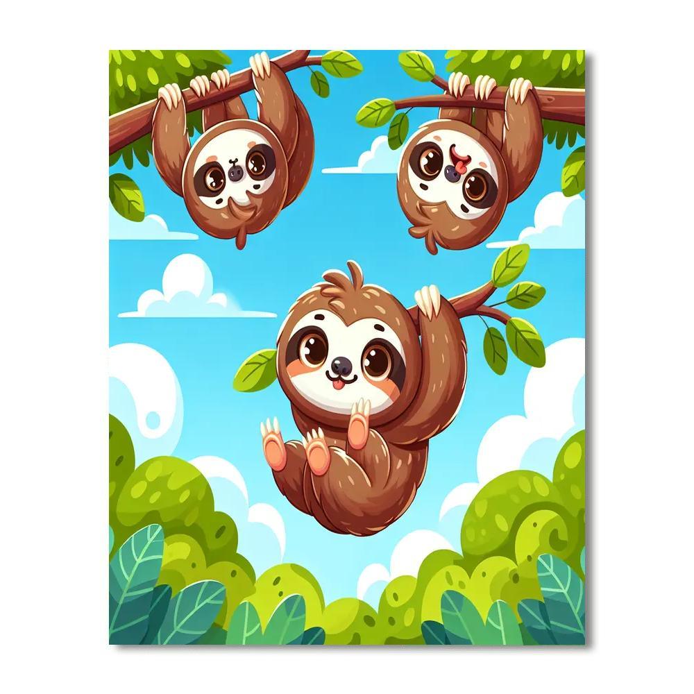 Sunny Sloths Paint By Numbers Art