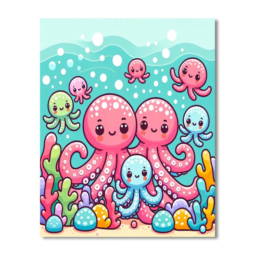 Happy Octopus Family Painting By Numbers Kit
