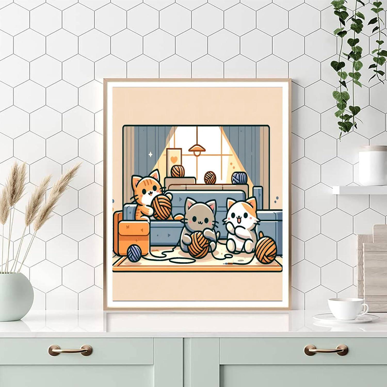 Purring Kittens Paint By Numbers Art