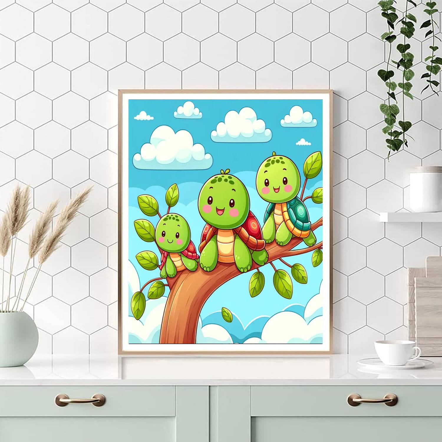 Cheerful Treetop Turtles Paint By Numbers