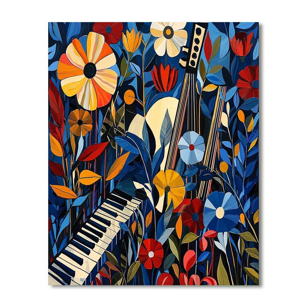 Romare Bearden Inspired Floral Jazz Harmony  Painting By Numbers Kit