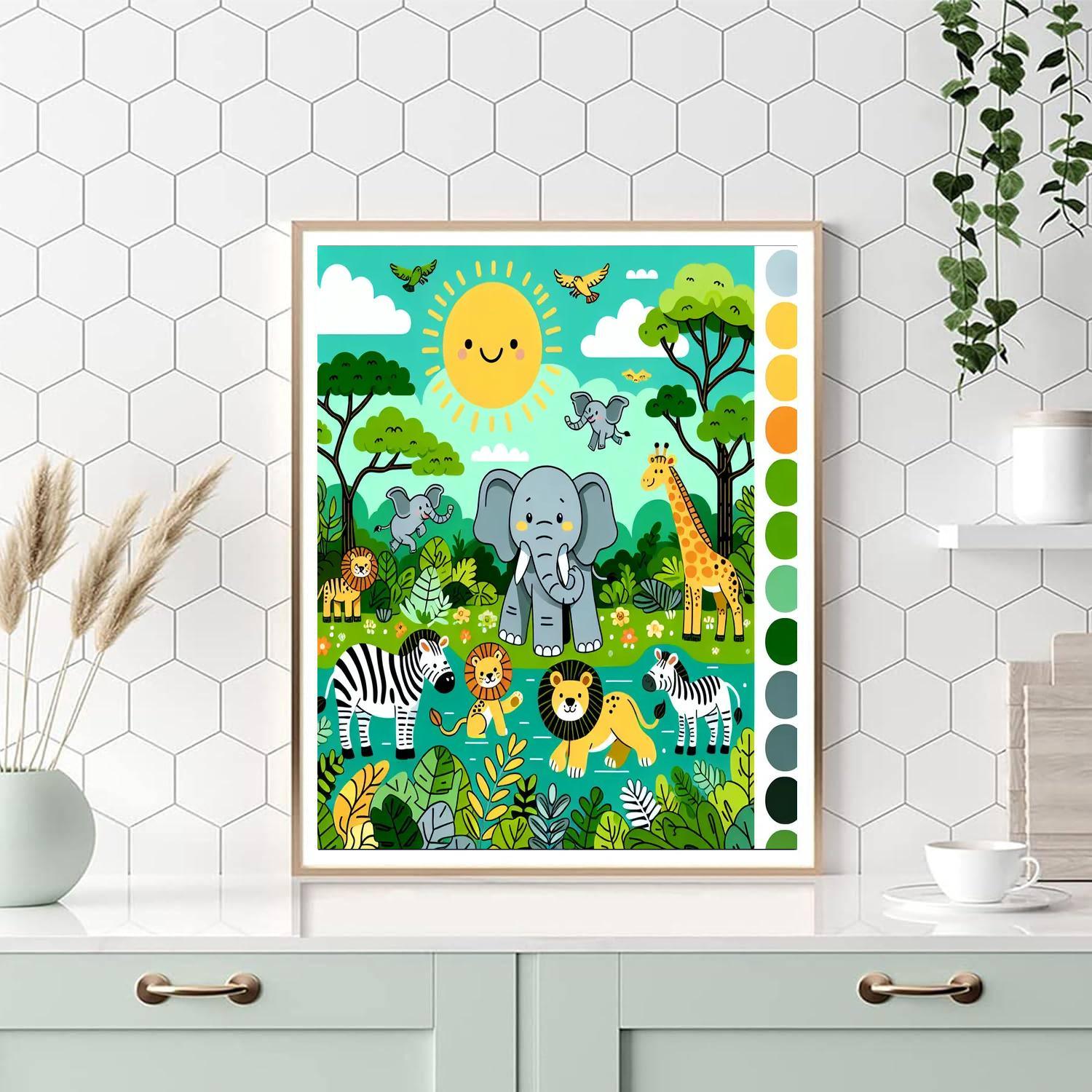 Joyful Safari Scene Paint By Numbers Kits
