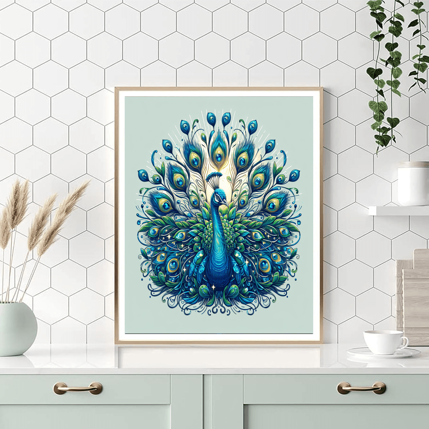 Opulent Peacock Splendor Number Painting