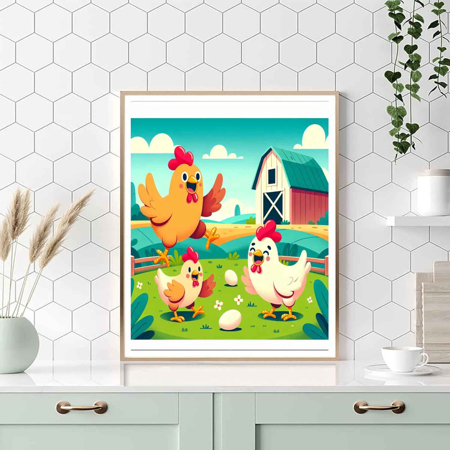 Sunny Farm Day With Cheery Chickens Paint By Numbers Kits