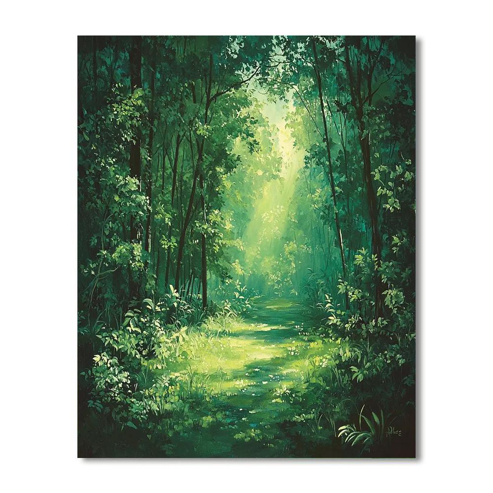 Henri Rousseau Inspired Emerald Forest Retreat  Number Painting