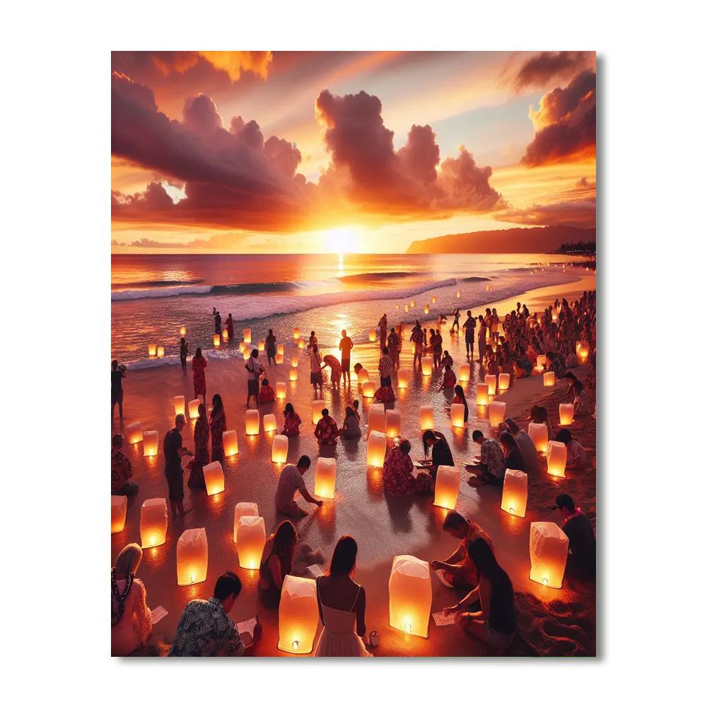 Lantern Floating Festival - Usa Numbered Painting Kits