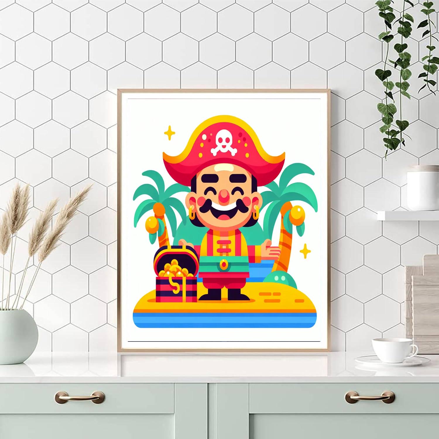 Friendly Pirate's Island DIY Paint By Numbers