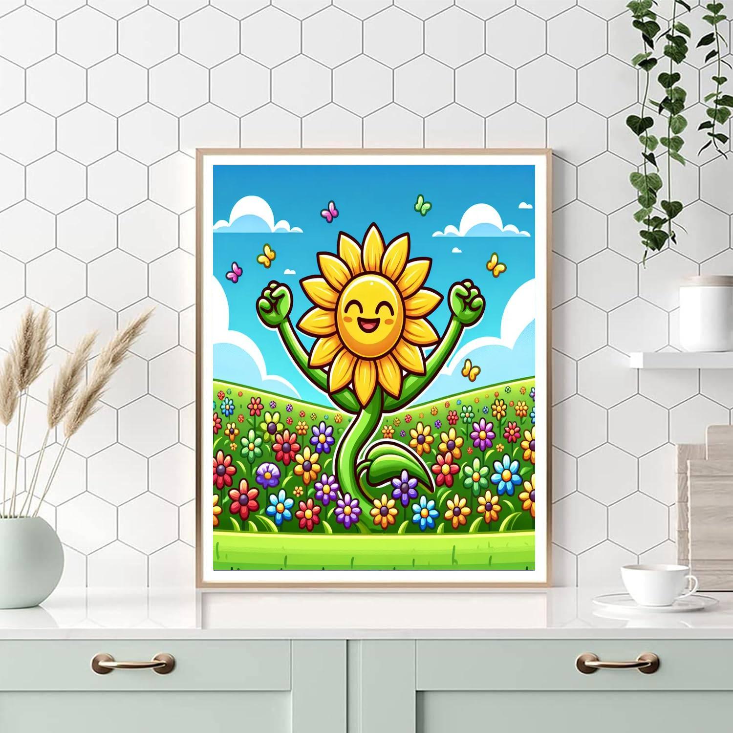 Bouncy Sunflower Friend DIY Paint By Numbers