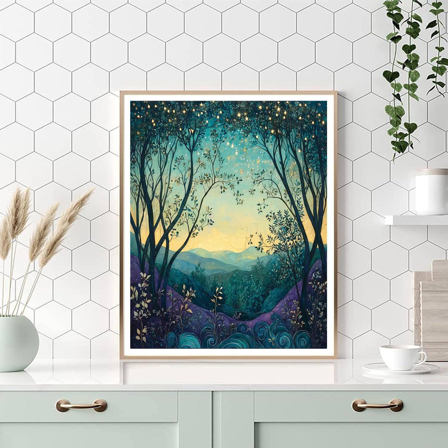 Alphonse Mucha Inspired Whispers Of The Midnight Forest  Numbered Painting Kits