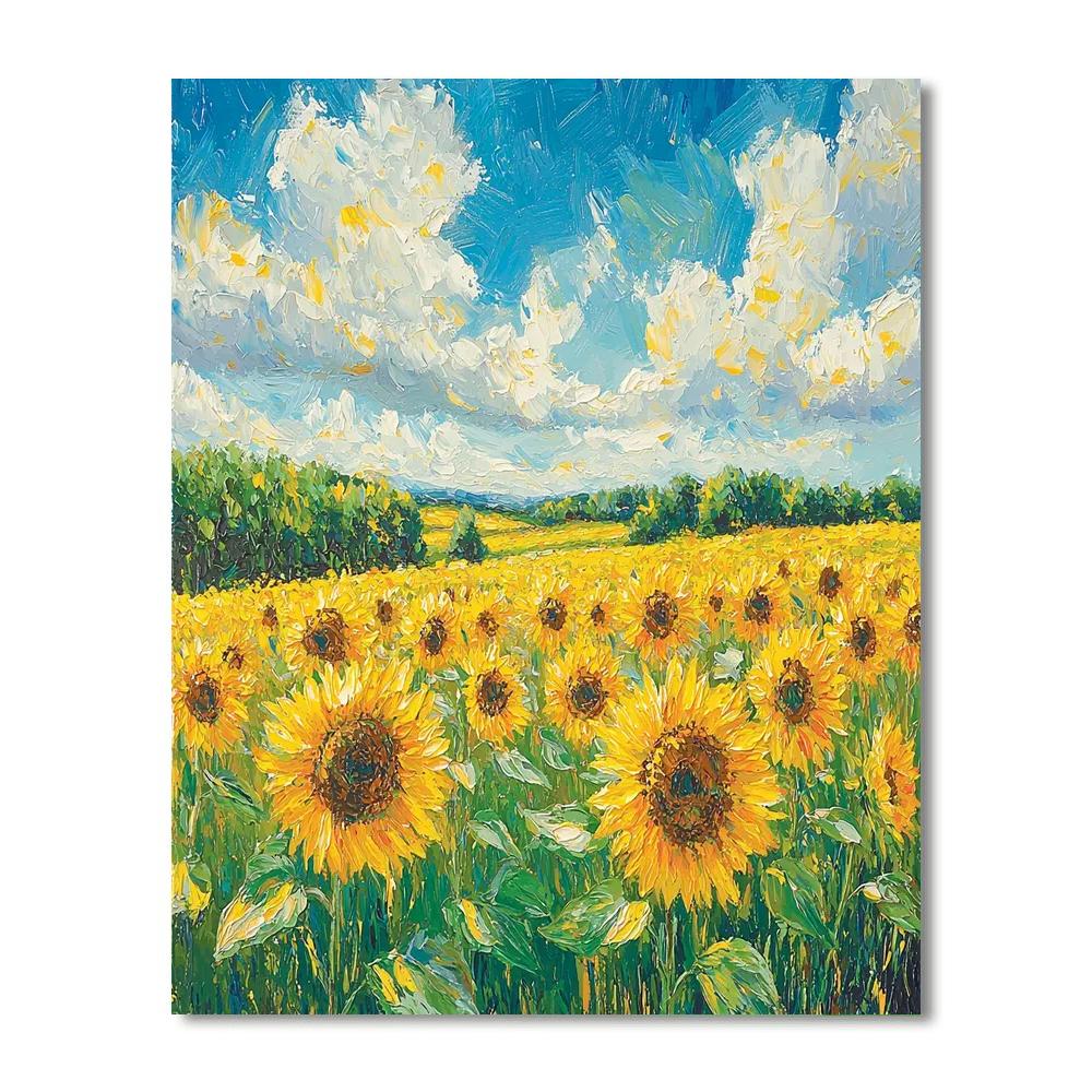 Vincent Van Gogh Inspired Fields Of Sunflowers  Number Painting