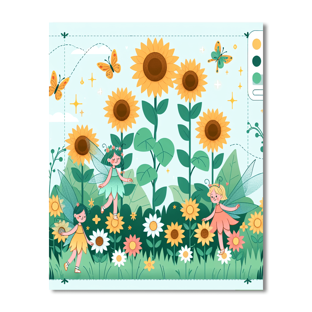 Sunflower Fairy Garden Painting By Numbers Kit