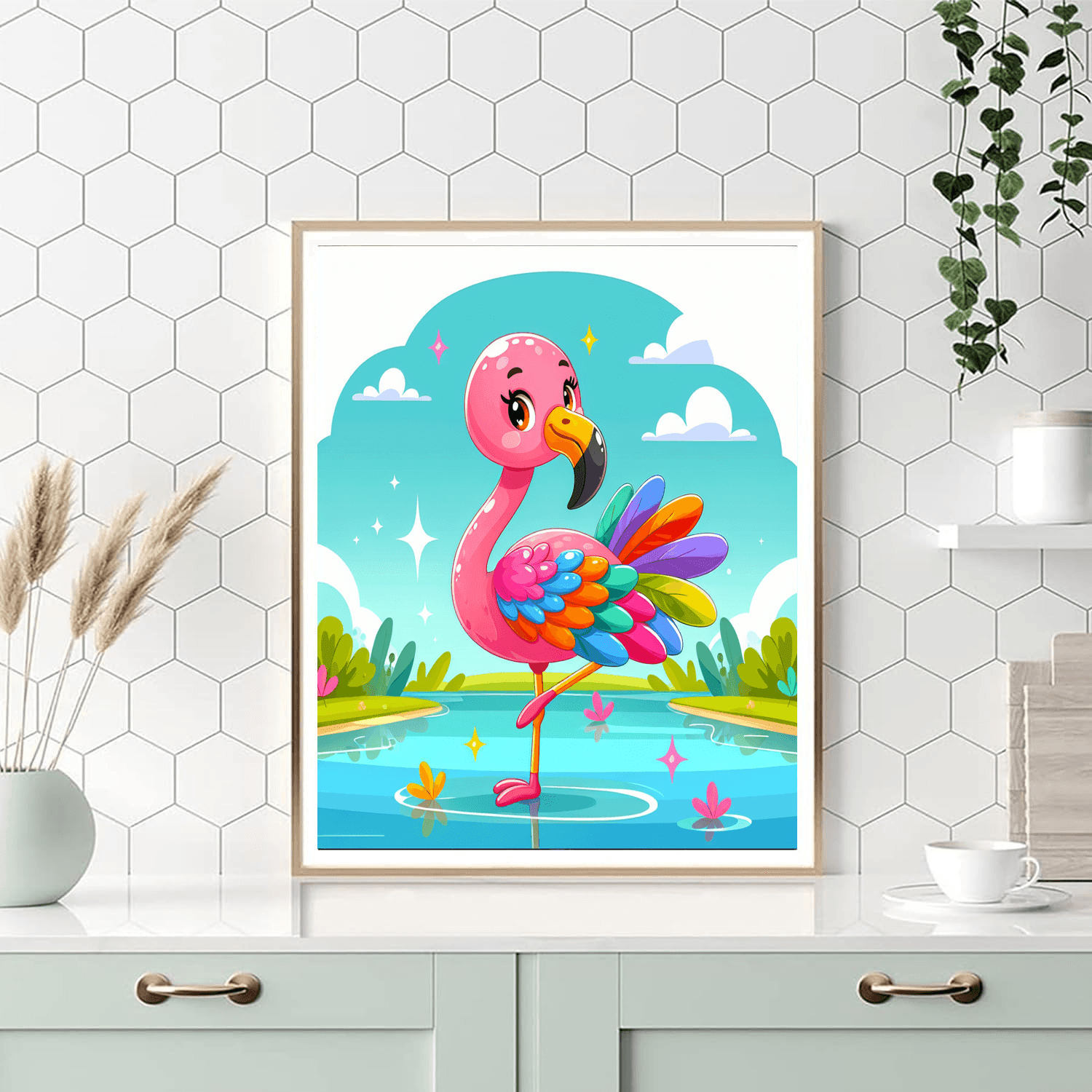 Festive Flamingo Number Painting