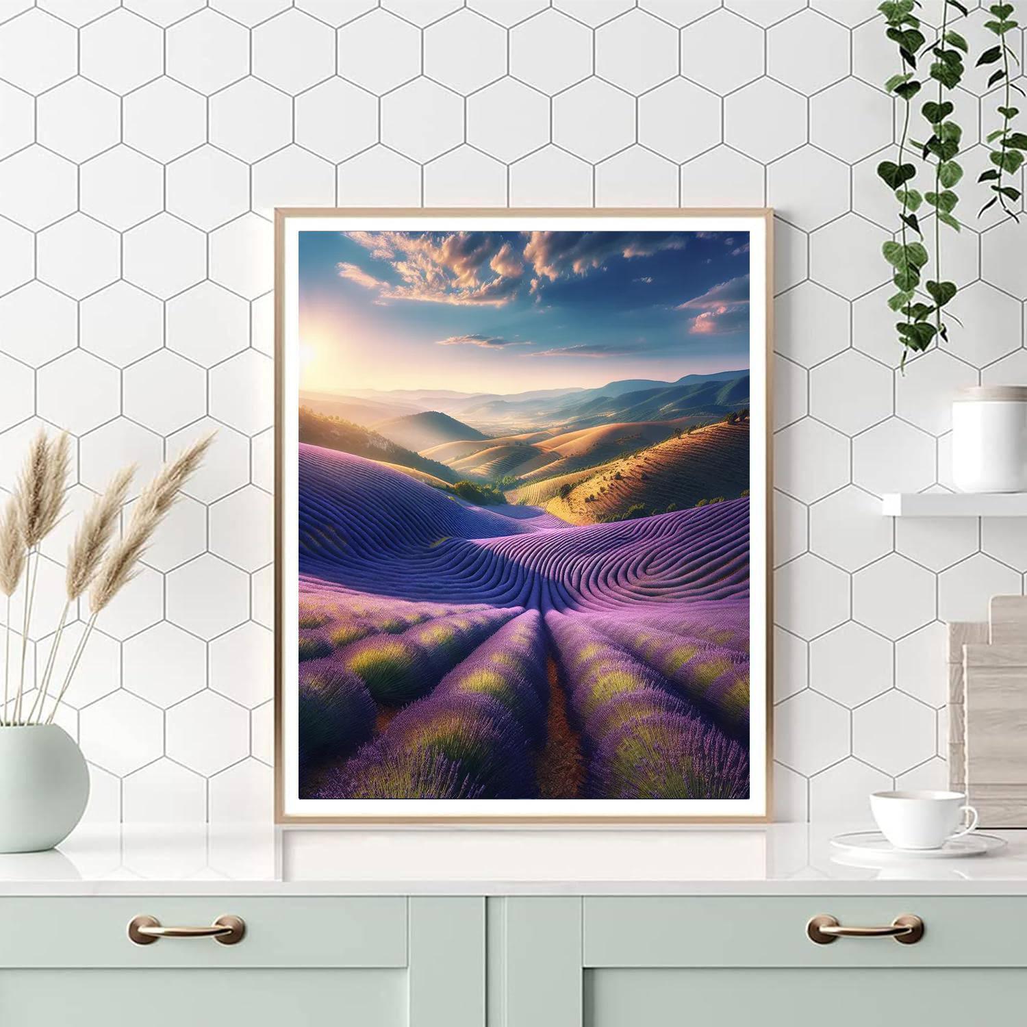 Sunlit Provence Lavender Fields Numbered Painting Kits