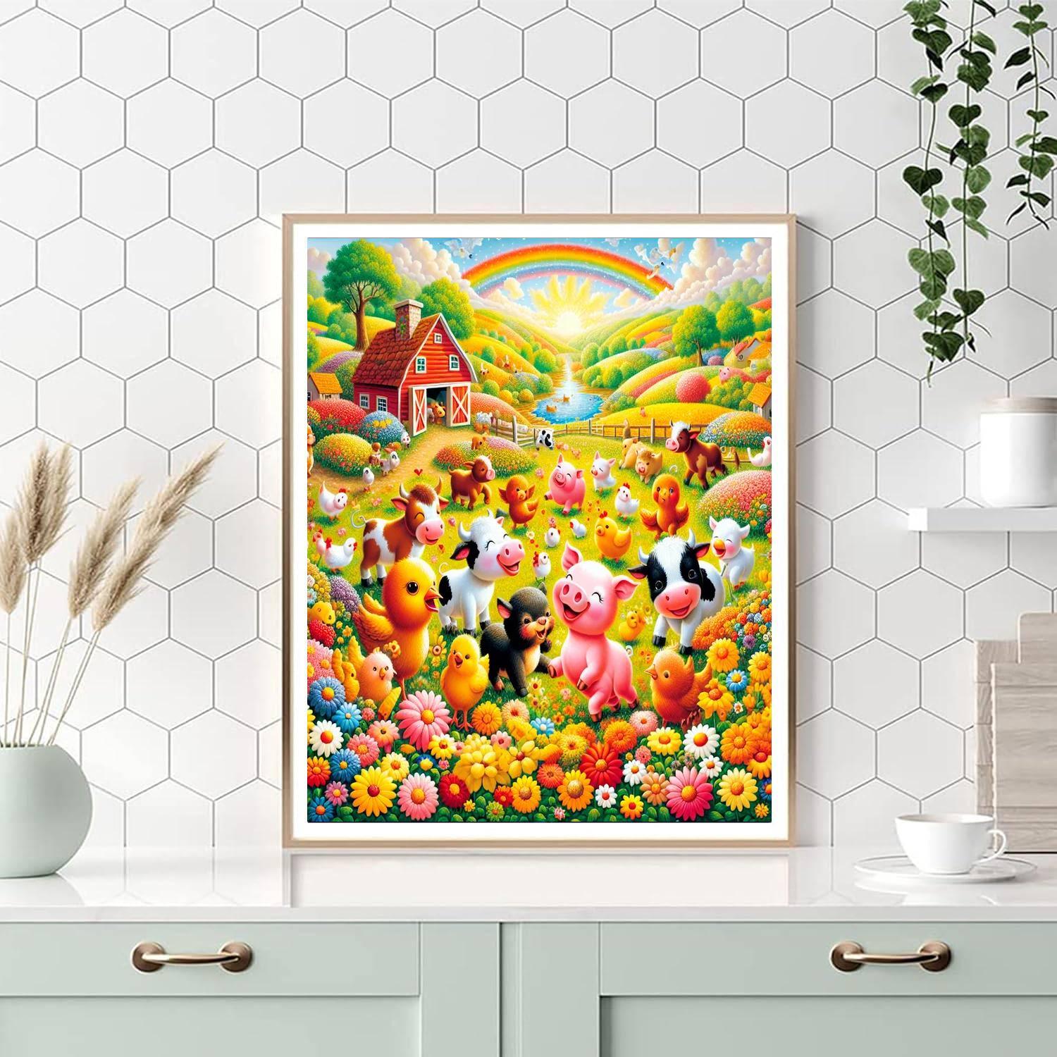 Joyful Farmyard Celebration Numbered Painting Kits