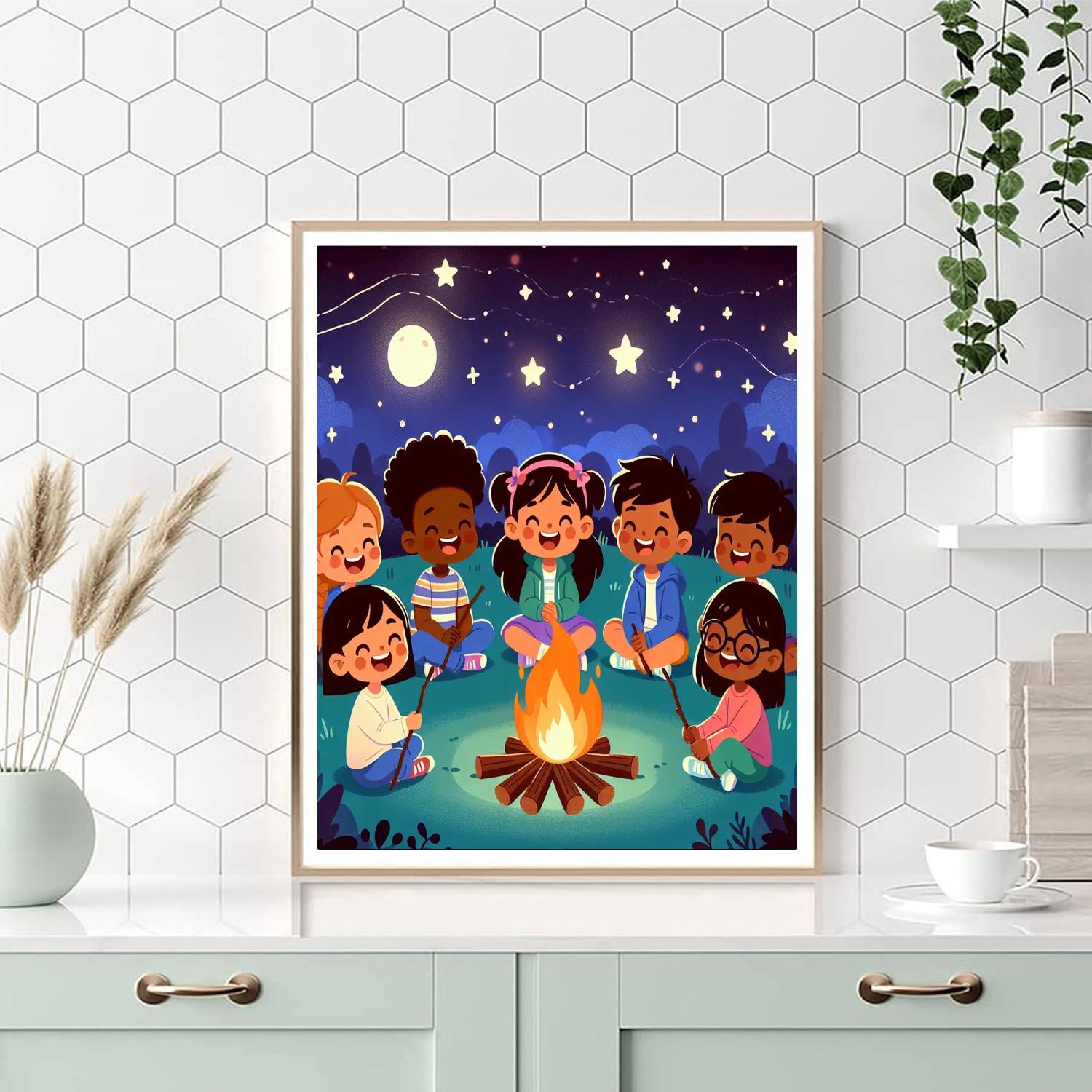 Under The Stars Campfire Paint By Numbers Art