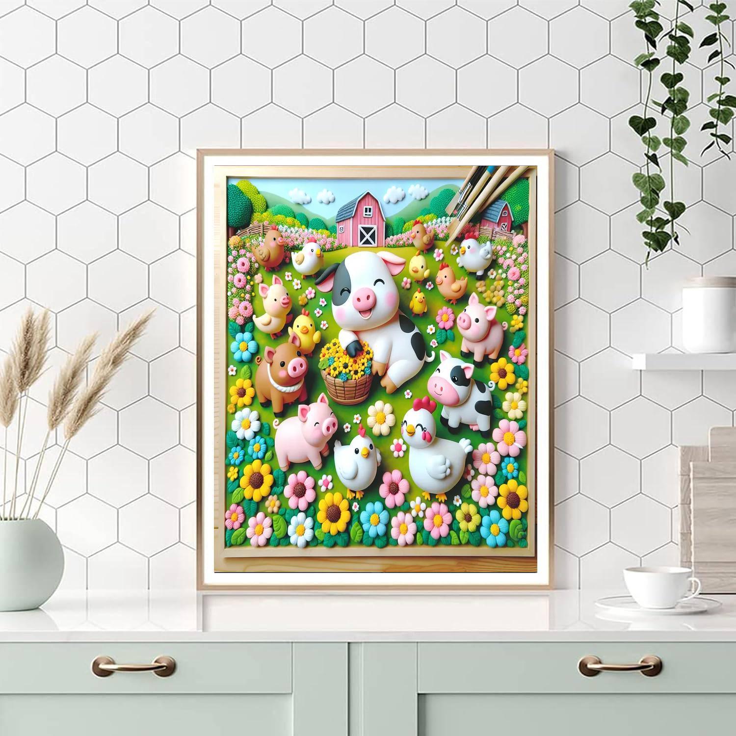 Frolicking Farm Friends Painting Number Kit