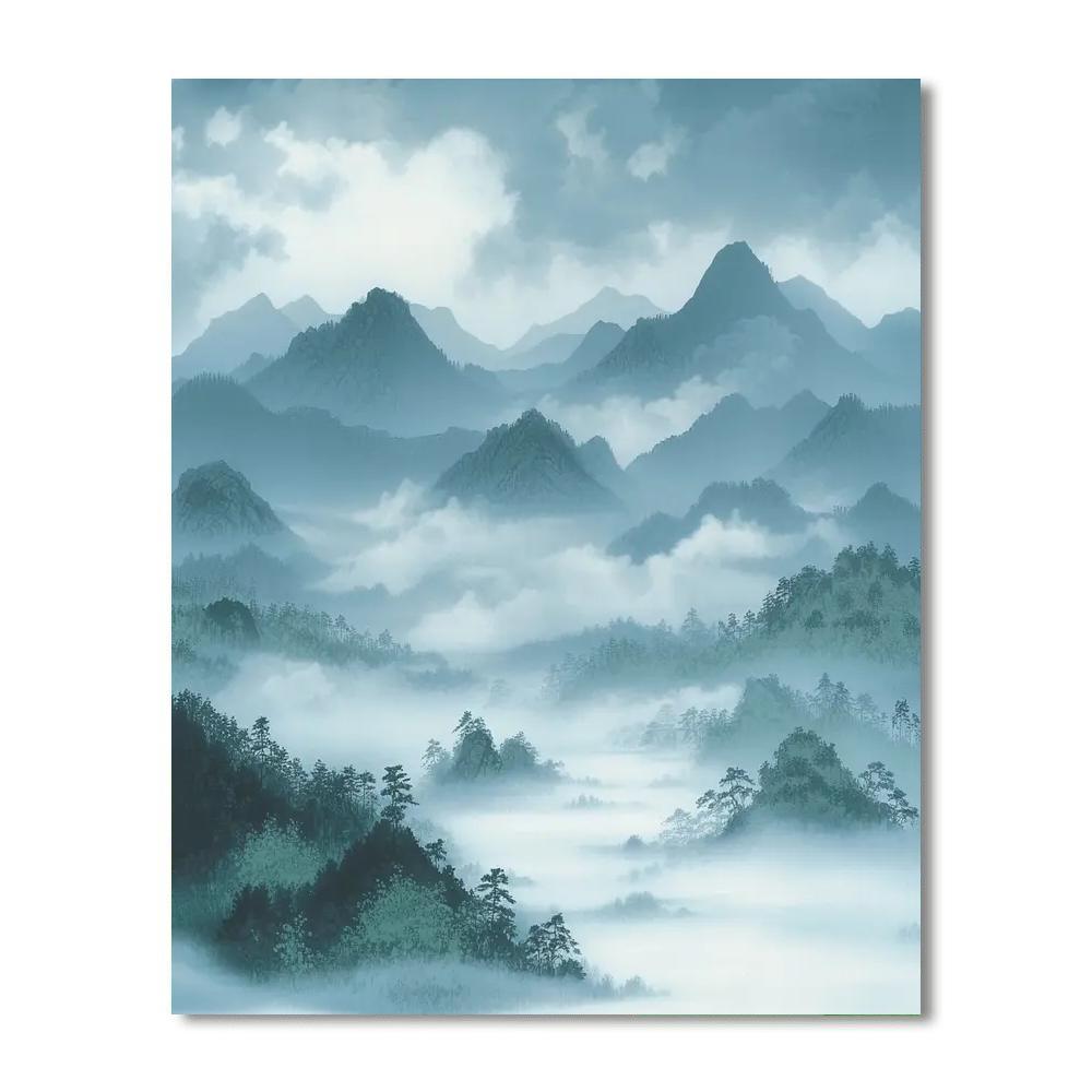Hiroshige Inspired Misty Mountain Harmony  Paint By Numbers Kits