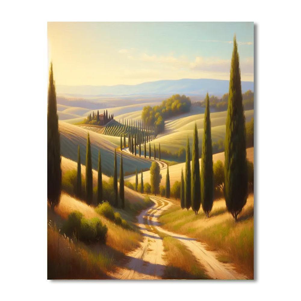 Sunny Tuscan Countryside Paint By Numbers Art